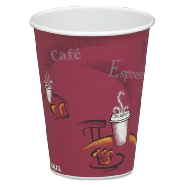 Tistheseason Solo Cup Bistro Design Hot Drink Cups Paper, 8 oz. Maroon TI3357950 - main